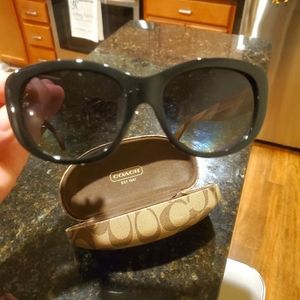 Coach sunglasses, coach case, and coach cleaner